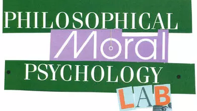 Green and purple graphic showing words Philosophical Moral Psychology Lab